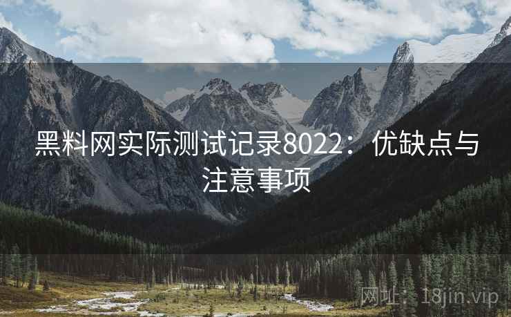 黑料网实际测试记录8022：优缺点与注意事项